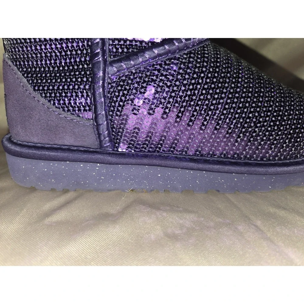 UGG Australia Sparkle Purple Sequin Pull On Boots Limited Edition Women's 4 - Picture 3 of 9